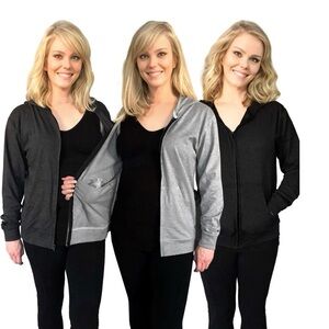 Mastectomy hoodie 3X to hold post op drains breast cancer light gray